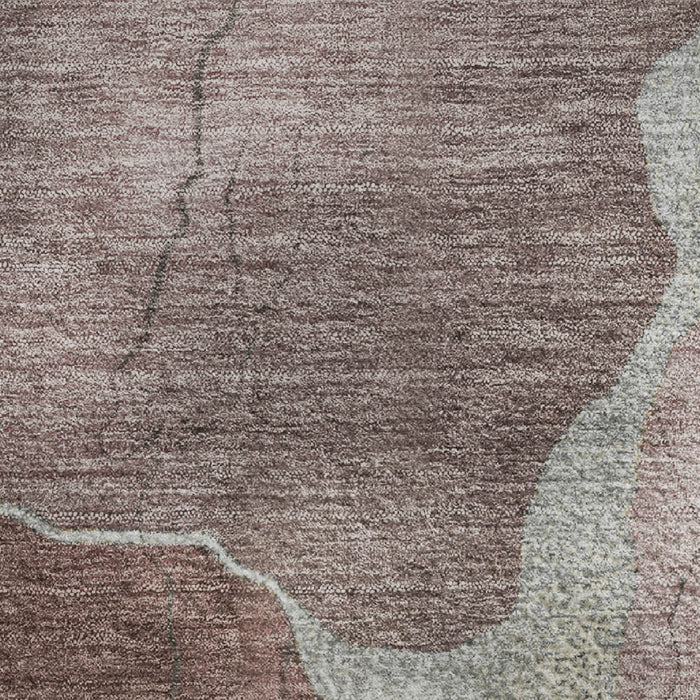 10' X 14' Abstract Washable Area Rug With UV Protection (707023) - Mauve / Gray