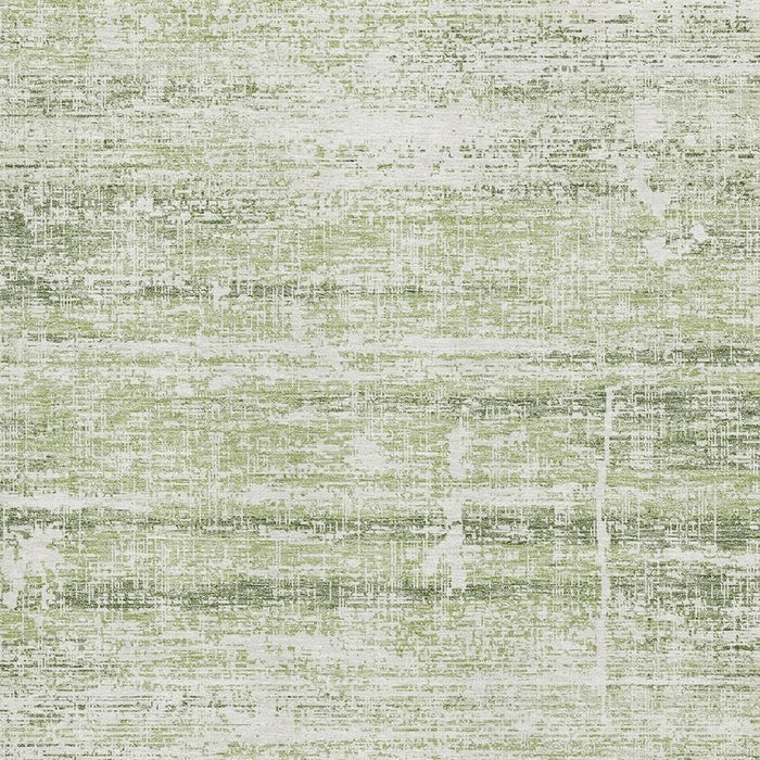 9' X 12' Abstract Washable Area Rug With UV Protection - Artichoke Green / Ivory