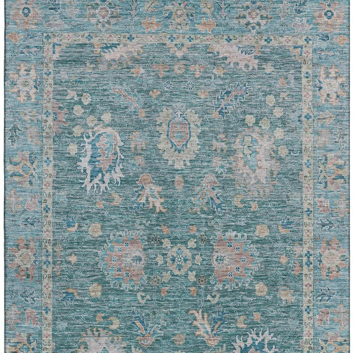 10' X 14' Oriental Washable Area Rug With UV Protection (717995) - Teal / Copper