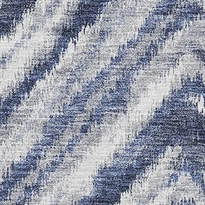 8' X 10' Geometric Washable Area Rug With UV Protection - Blue / Gray