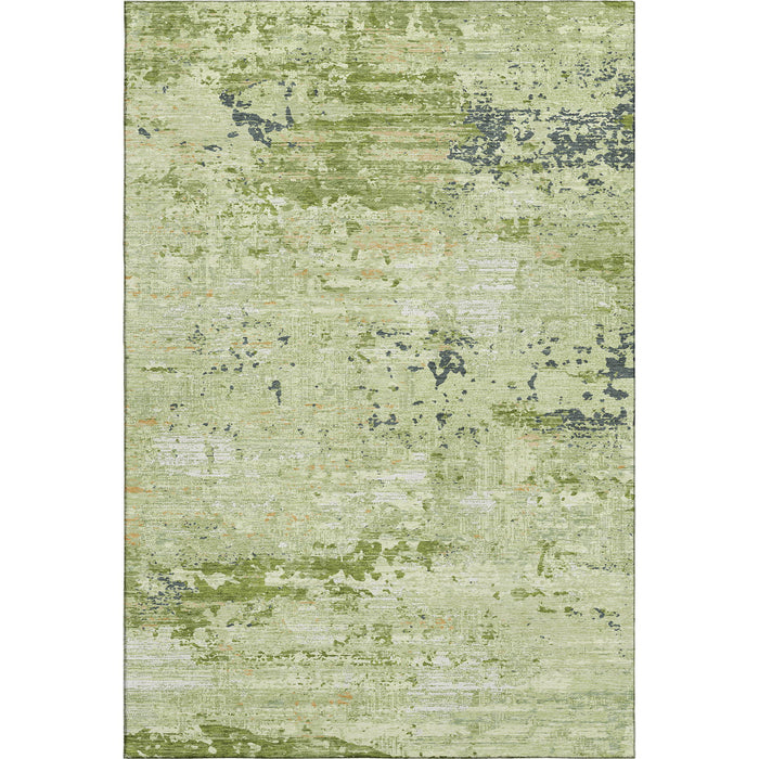 10' X 14' Abstract Washable Area Rug With UV Protection (693420) - Artichoke Green / Ivory / Charcoal