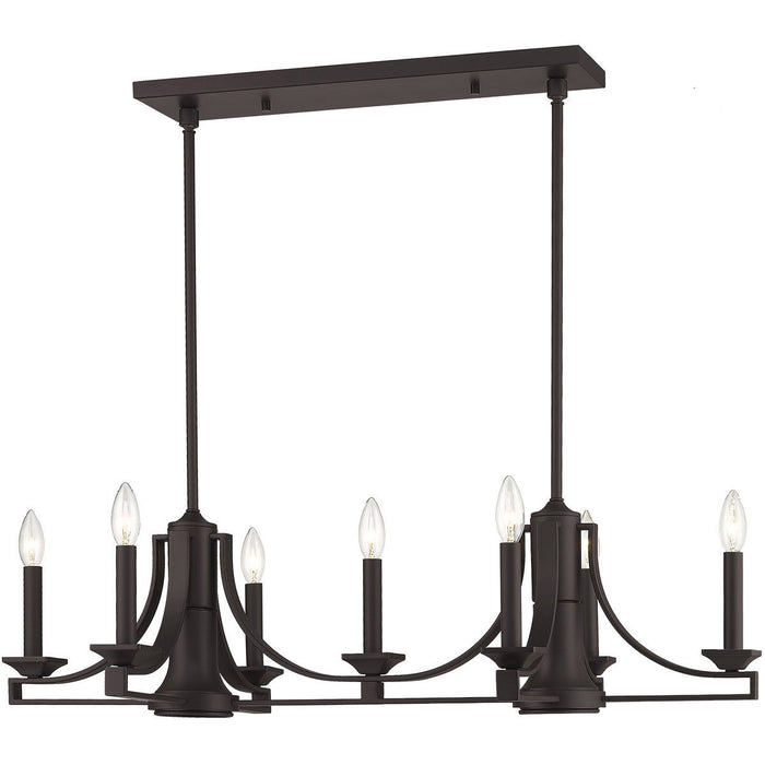 18" Nine Light Dimmable Chandelier With Shades - Bronze