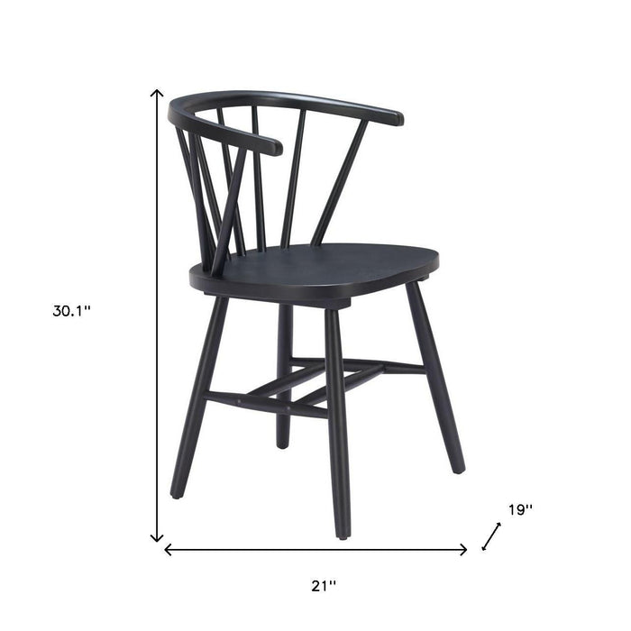 Wood Open Back Dining Arm Chairs (Set of 2) - Black