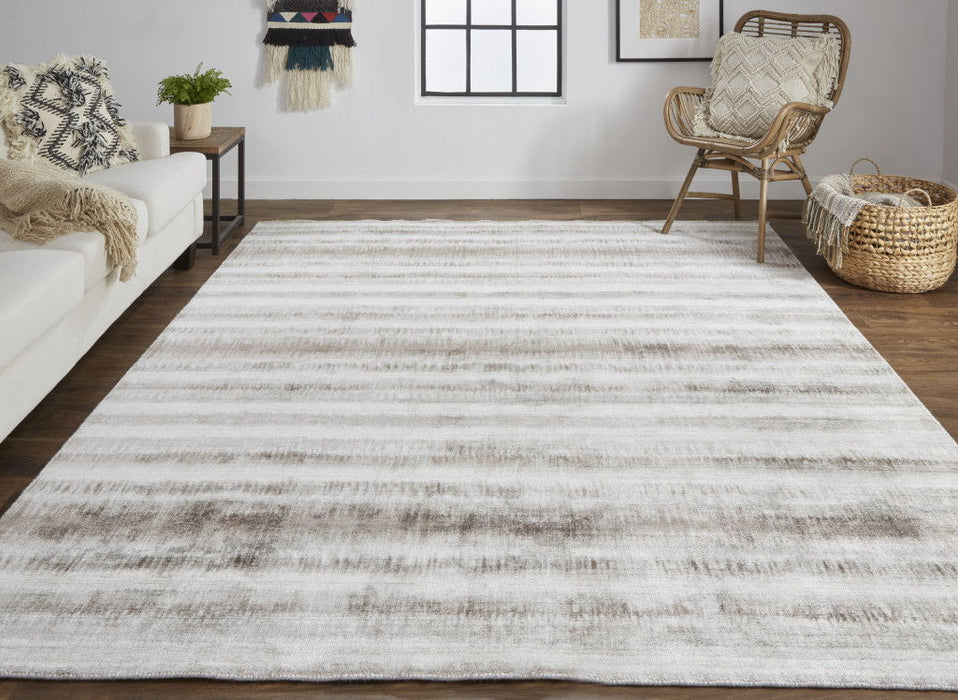 8' x 10' Abstract Hand Woven Area Rug - Tan Ivory And Brown