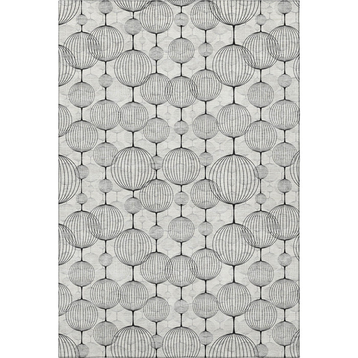 8' X 10' Geometric Washable Area Rug With UV Protection - White And Gray