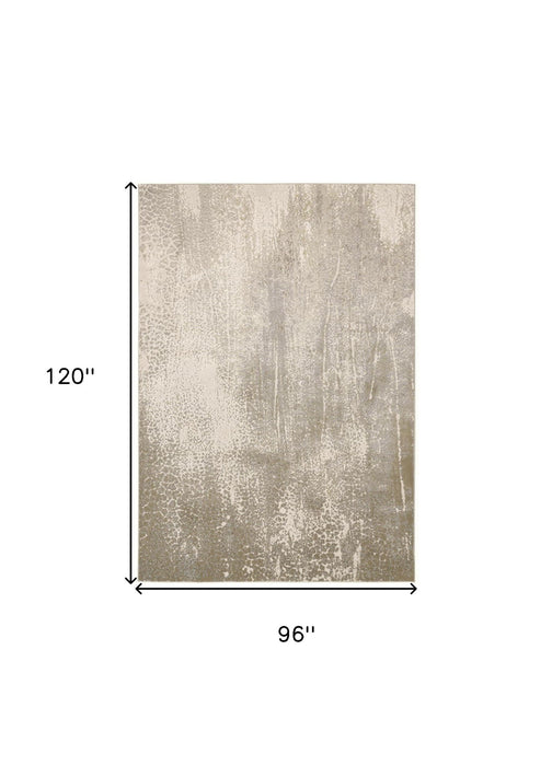 8' x 10' Abstract Power Loom Polyester Area Rug - Gray And Ivory