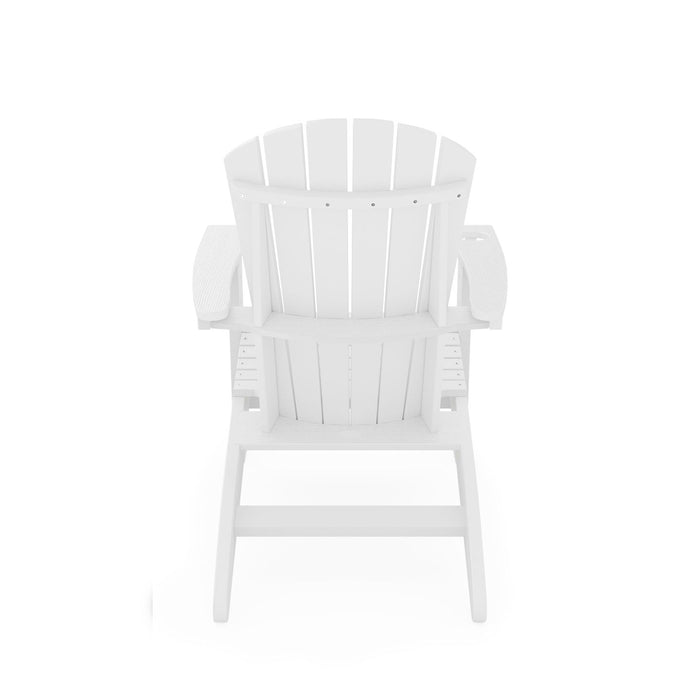 Giga Adirondack arm chair made of sturdy HDPE poly lumber for poolside, patio, and garden relaxation.