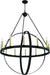 Black and gold 56-inch candle style twelve-light metal chandelier with dimmable design, featuring elegant candle holders and a modern look.