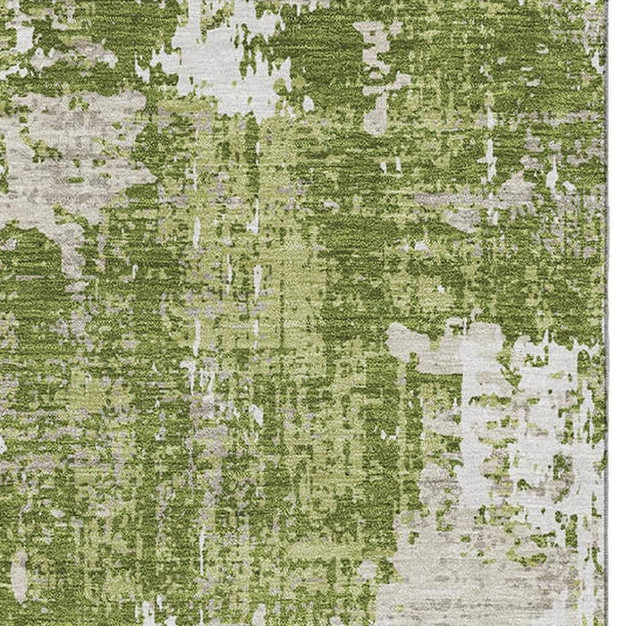 10' X 14' Abstract Washable Area Rug With UV Protection (679120) - Green / Ivory