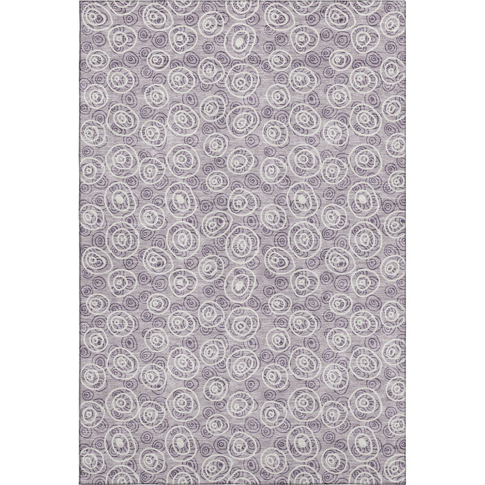 8' X 10' Polka Dot Washable Area Rug With UV Protection - Lavender And Ivory
