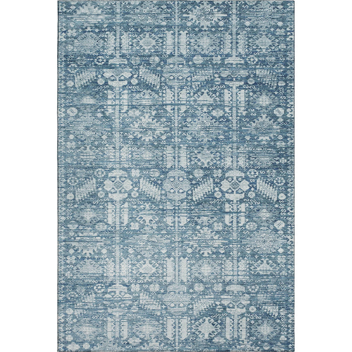 10' X 14' Oriental Washable Area Rug With UV Protection (700853) - Denim Blue / Ivory
