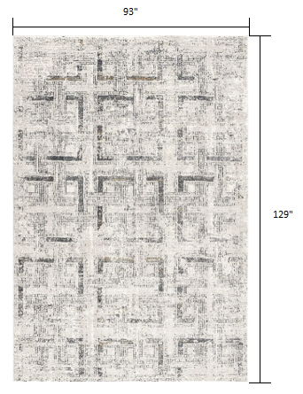 8' x 11' Abstract Power Loom Viscose Area Rug - Gray And Ivory