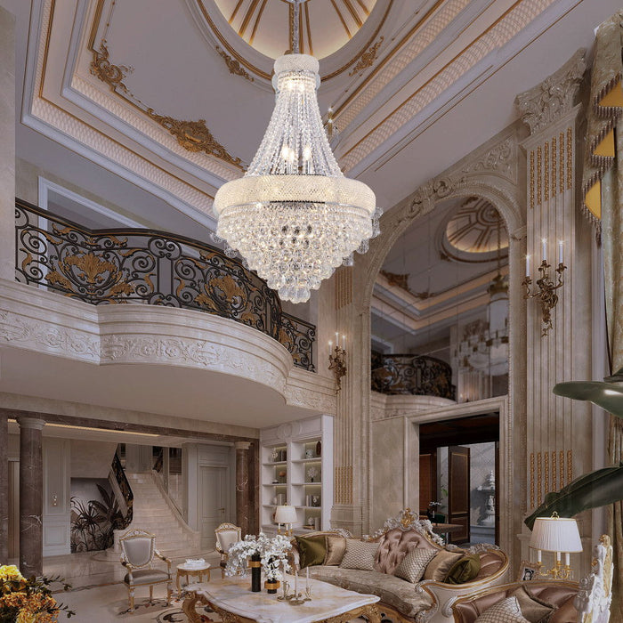 Empire Multi Light Crystal And Metal Dimmable Chandelier - Clear / Silver