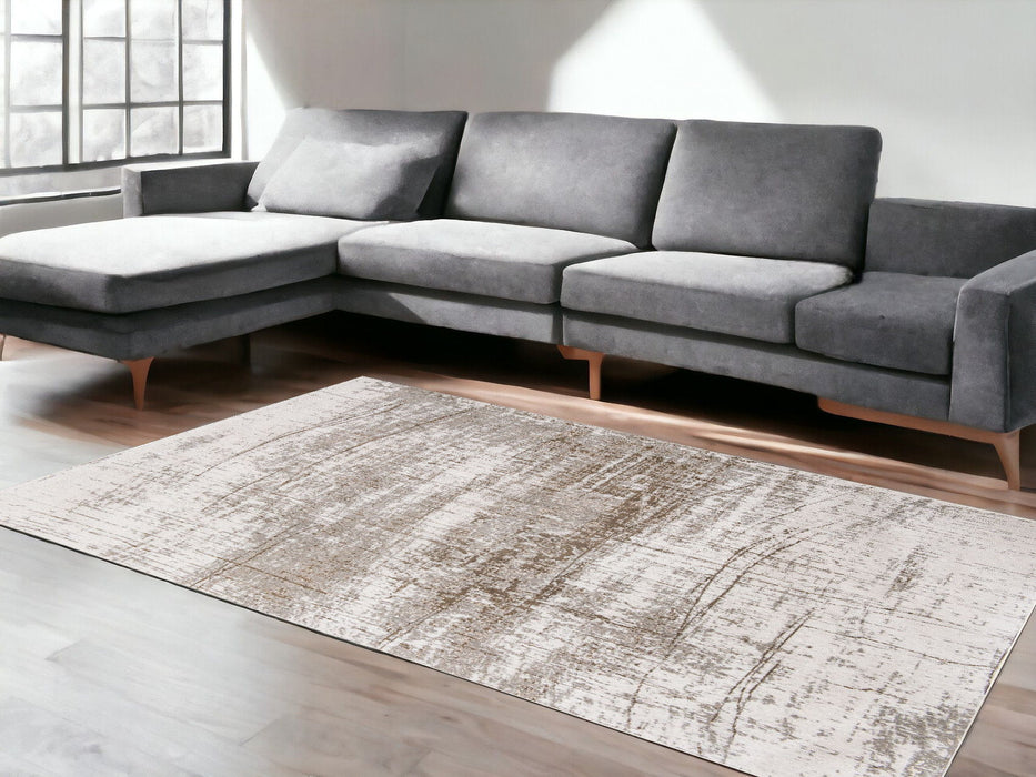 7' x 9' Abstract Non Skid Area Rug - Gray And Beige