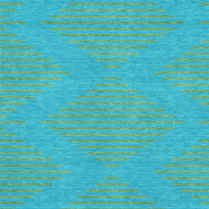 10' X 14' Geometric Washable Area Rug With UV Protection (679792) - Aqua / Lime Green