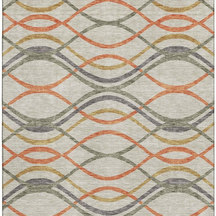 10' X 14' Abstract Washable Area Rug With UV Protection - Orange And Gold