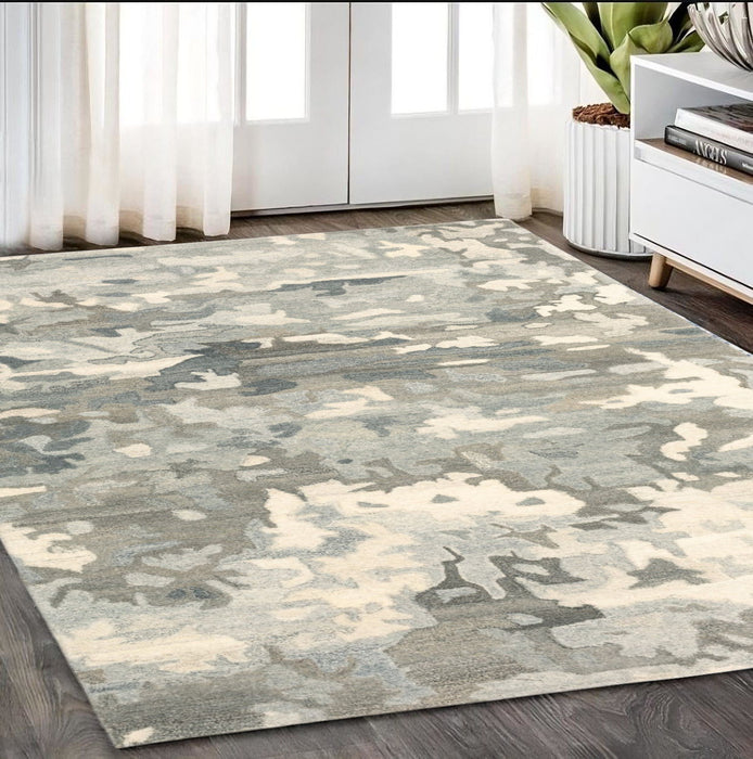 5' X 8' Wool Abstract Hand Tufted Area Rug - Gray And Charcoal