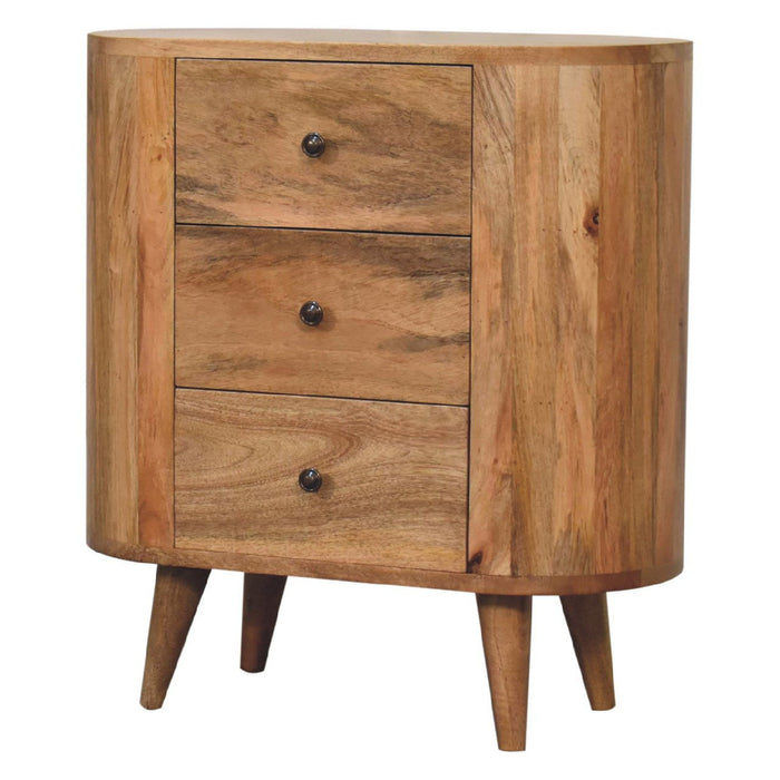 26" Solid Wood Oval Accent Cabinet With Three Drawers - Oak