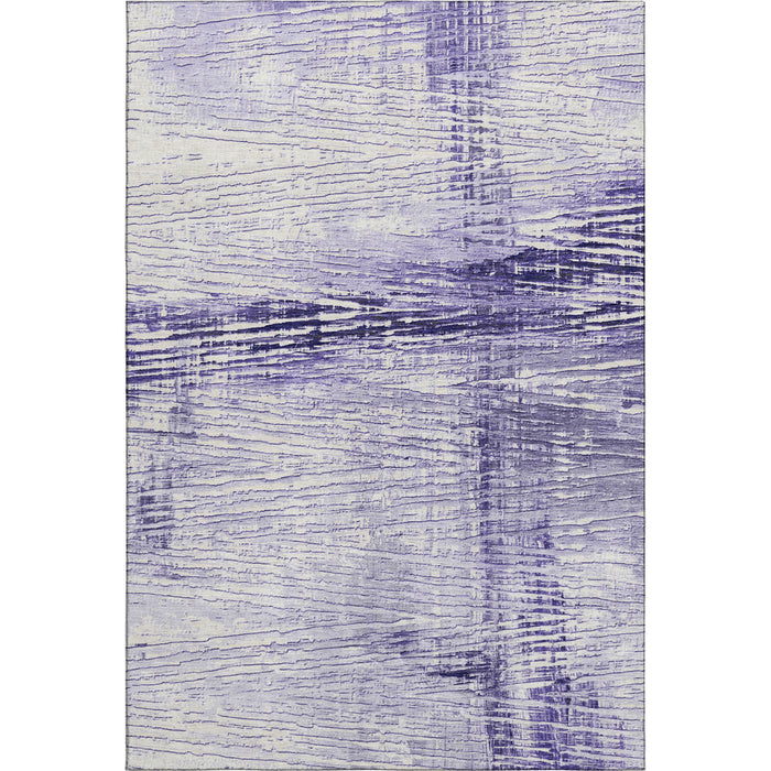 10' X 14' Striped Washable Area Rug With UV Protection (710034) - Lavender / Ivory
