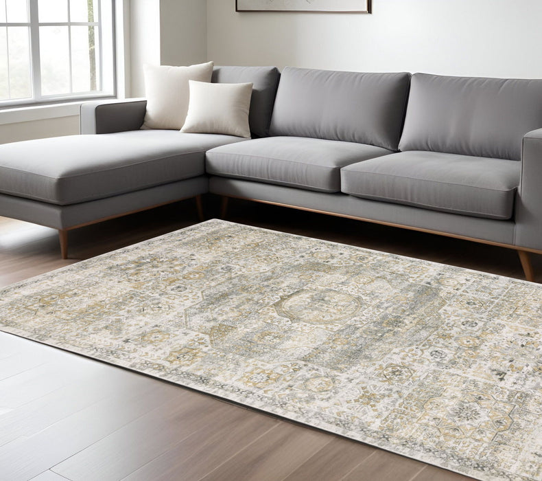 9' X 12' Medallion Hand Tufted Area Rug - Gray And Gold