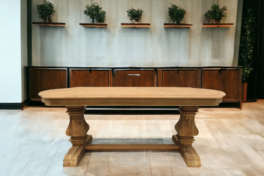 84" Solid Wood Trestle Base Dining Table - Natural