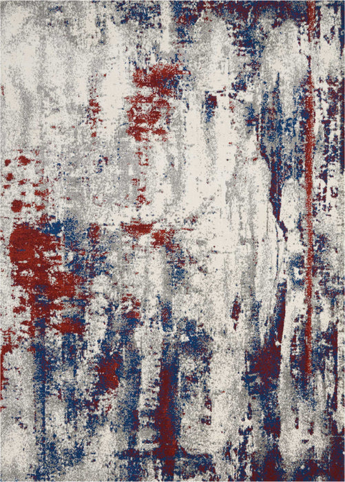 8' X 11' Abstract Non Skid Area Rug - Ivory And Blue