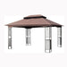 Giga brown outdoor patio gazebo canopy tent with ventilated double roof, mosquito net sides, suitable for lawn, garden, and deck.