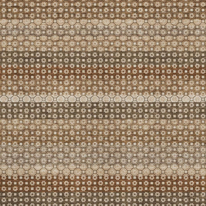 10' X 14' Striped Washable Area Rug With UV Protection (693606) - Rust / Beige / Taupe