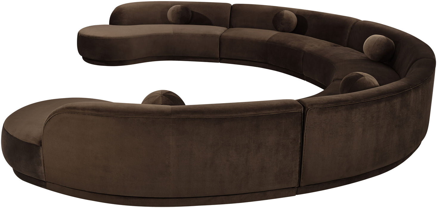 Avra velvet performance fabric sectional sofa by Meridian Furniture, 192-inch upholstered stationary sectional with plush seating.