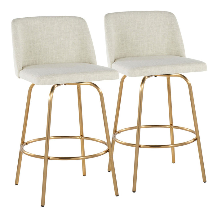 Toriano - 26" Fixed-Height Counter Stool (Set of 2) - Gold Base