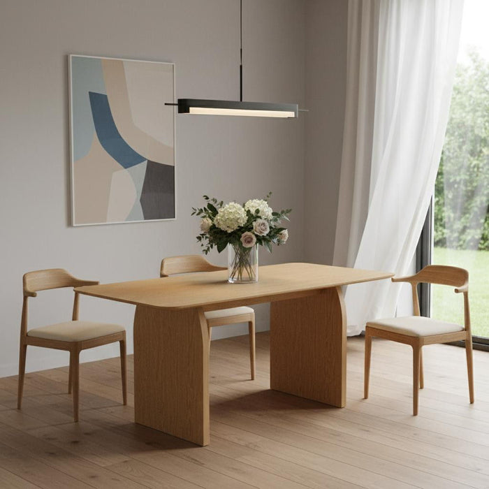 66" Solid Wood Double Pedestal Base Dining Table - Natural