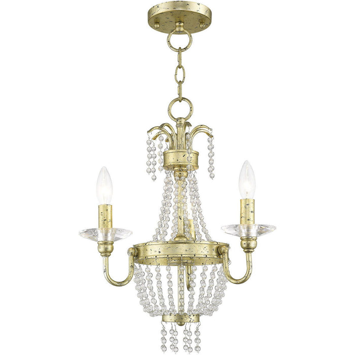 19" Three Light Metal Dimmable Chandelier With Shades - Gold / Clear