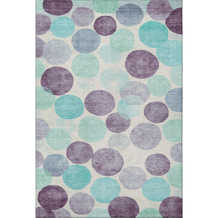 10' X 14' Geometric Washable Area Rug With UV Protection (707407) - Plum / Teal / Ivory