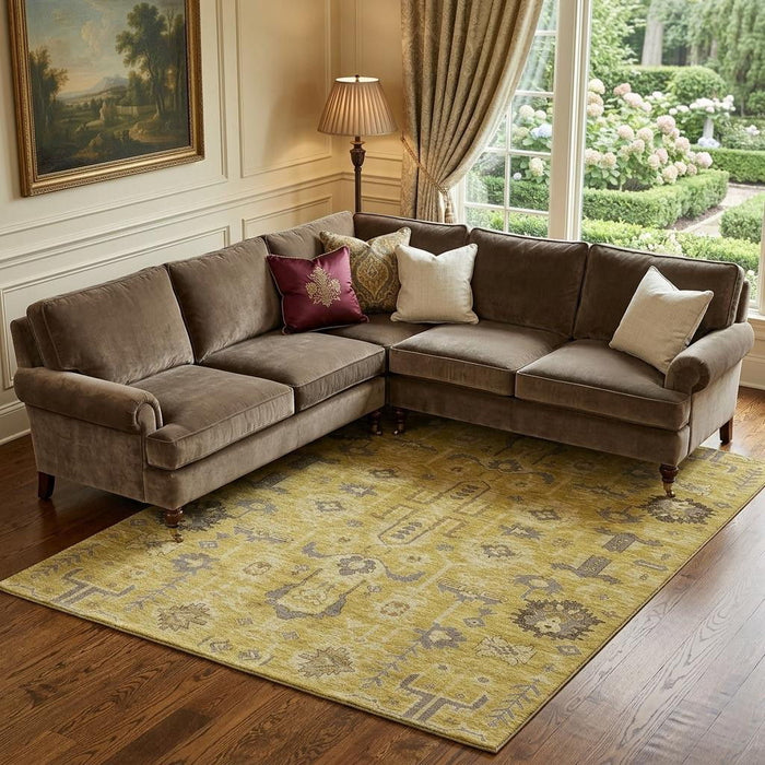 10' X 14' Oriental Washable Area Rug With UV Protection (656621) - Gold / Charcoal / Gray