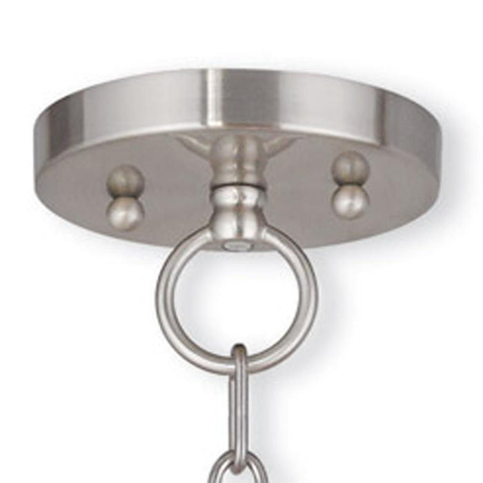 19" Three Light Metal Dimmable Chandelier With Shades - Nickel / Clear