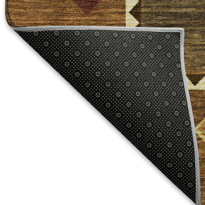 10' X 14' Southwest Geometric Washable Area Rug With UV Protection - Brown