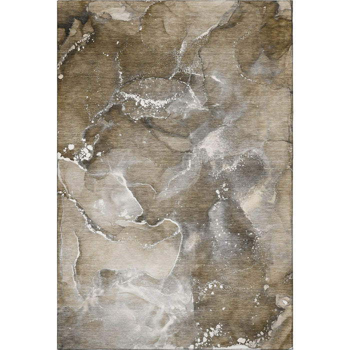 10' X 14' Abstract Washable Area Rug With UV Protection (647224) - Brown / Ivory / Gray