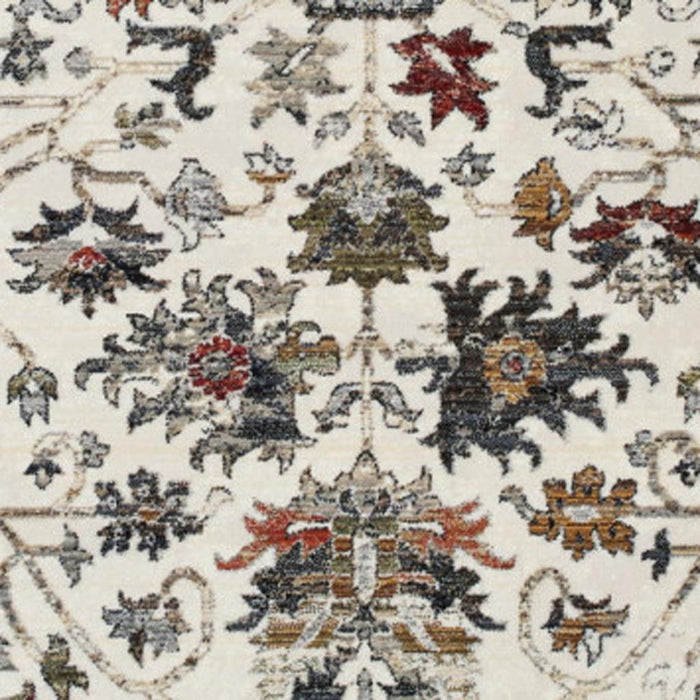 8' X 10' Floral Medallion Area Rug (660164) - Cream / Gray / Red