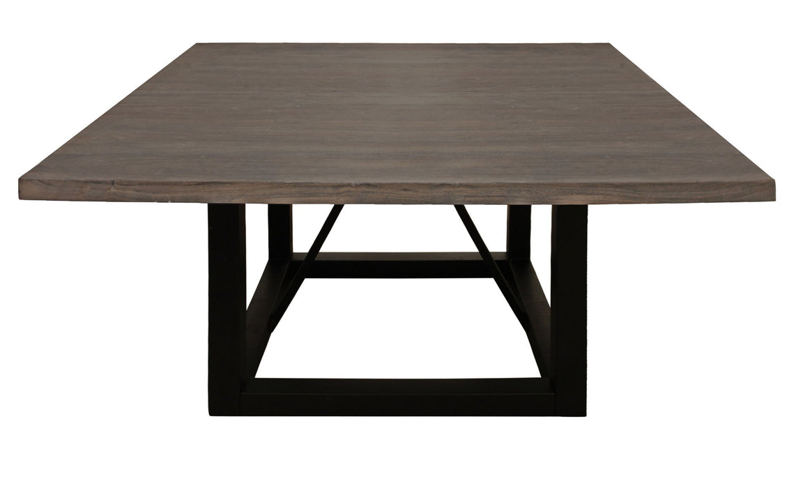 60" Solid Wood And Iron Frame Base Square Dining Table - Dark Brown