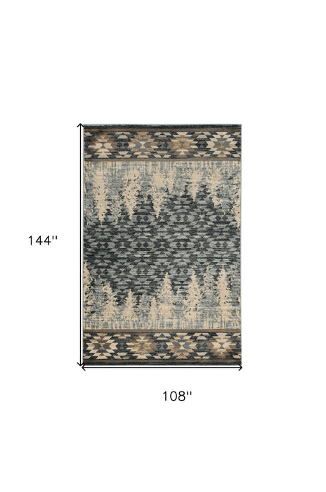 9' x 12' Machine Woven Pinegrove Lodge Indoor Area Rug - Slate Blue