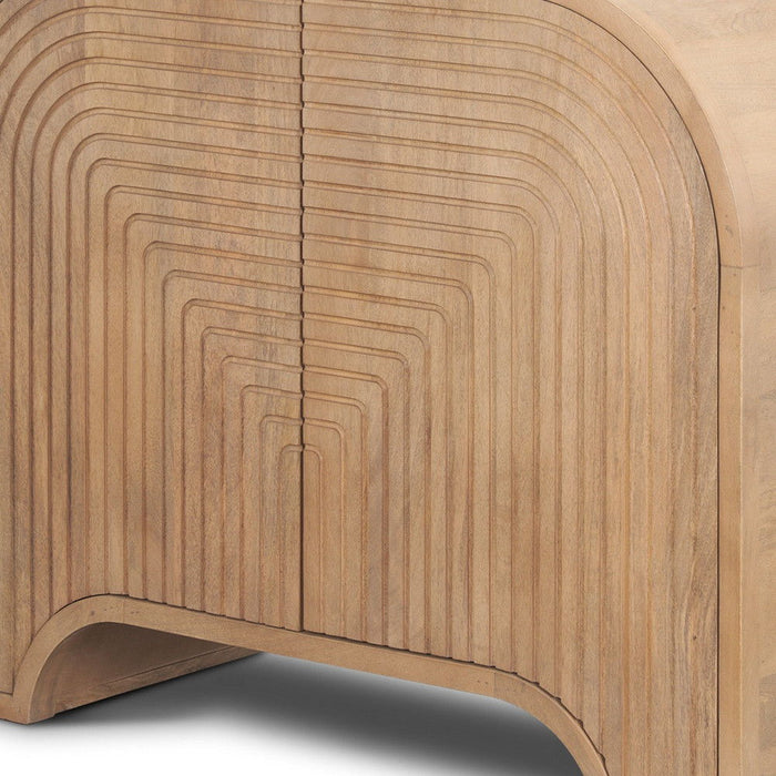 32" Solid Wood Texture Door Accent Cabinet With Two Doors - Natural