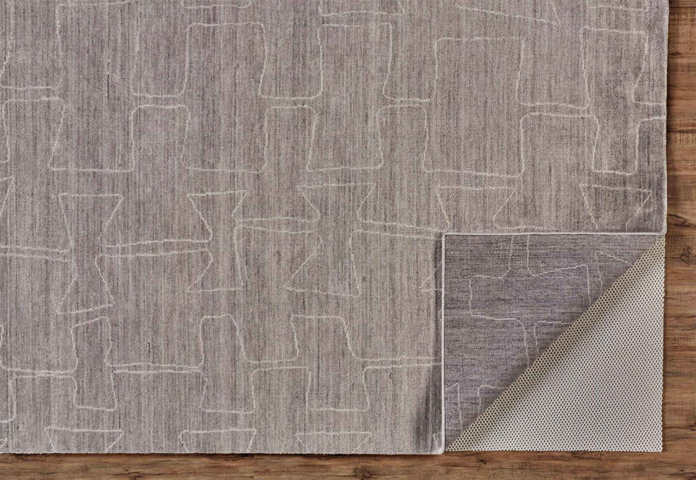 5' x 8' Abstract Hand Woven Area Rug - Gray Taupe And Ivory