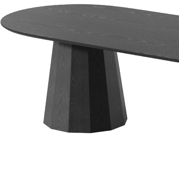 86'' Wooden Double Pedestal Base Oval Dining Table - Black