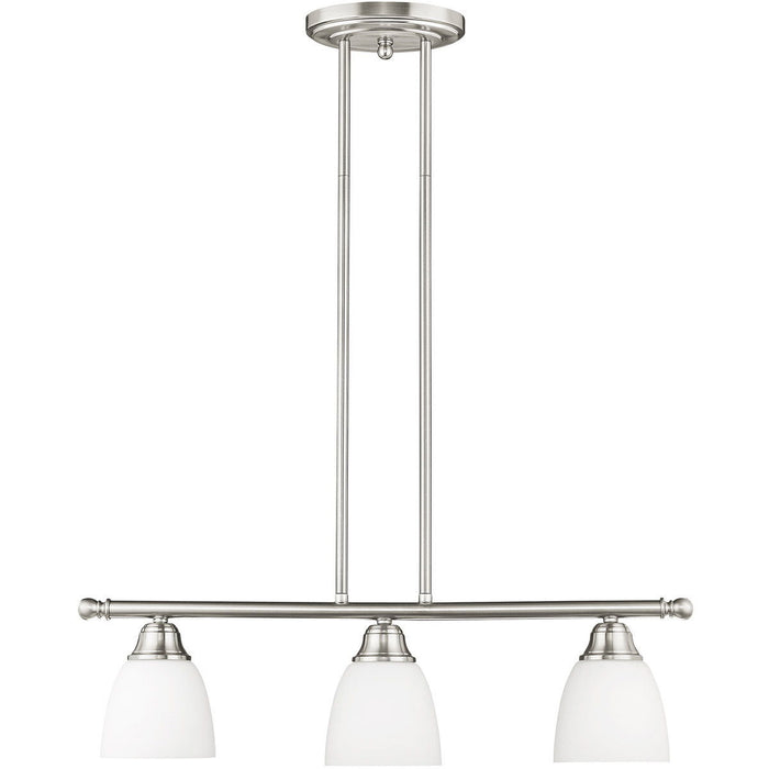 14" Three Light Dimmable Chandelier With Shades - Nickel