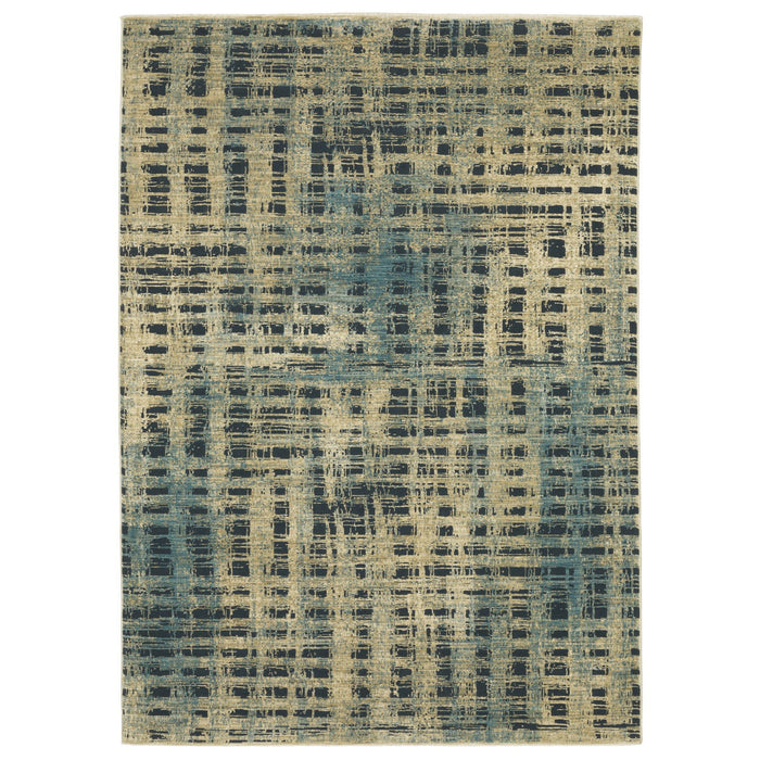 8' X 11' Geometric Area Rug - Beige / Blue