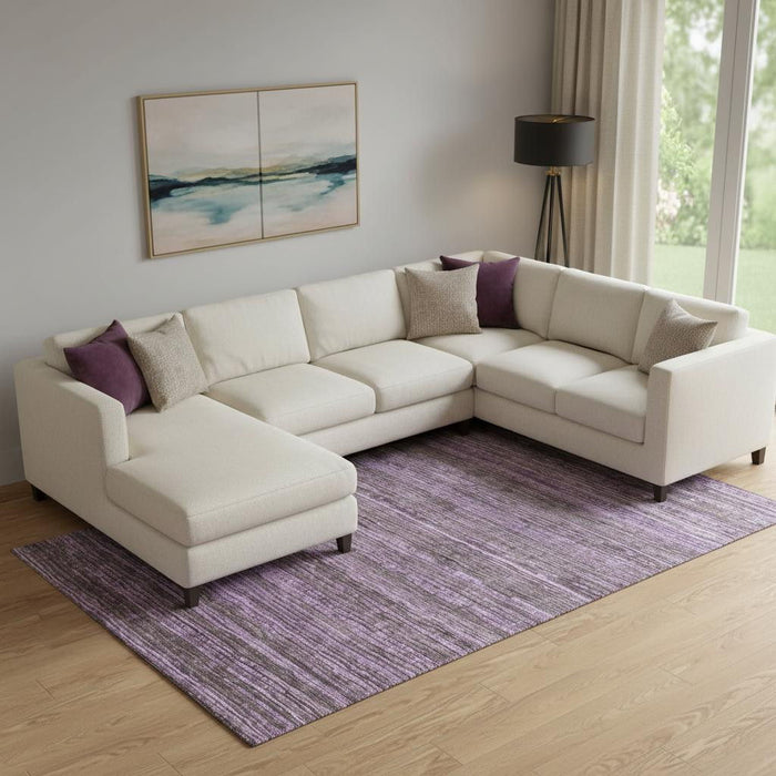 10' X 14' Striped Washable Area Rug With UV Protection (705599) - Purple / Gray