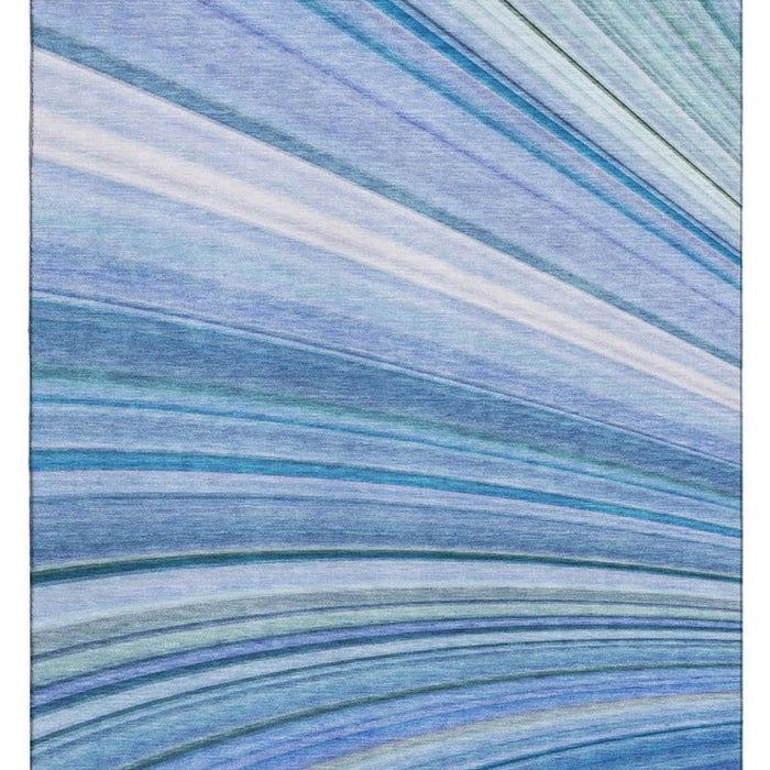 8' X 10' Abstract Washable Area Rug With UV Protection (650342) - Blue / Ivory / Gold