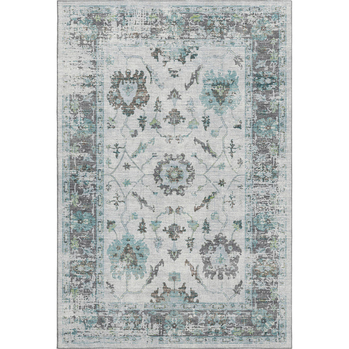 10' X 14' Oriental Washable Area Rug With UV Protection (709902) - Teal / Gray / Charcoal