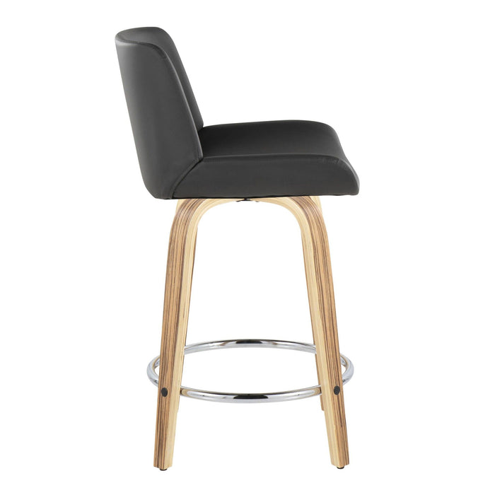 Santi - 24" Fixed-Height Counter Stool With Swivel - Zebra Wood (Set of 2)