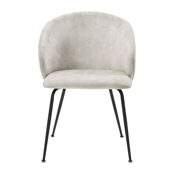 Set of two Giga beige velvet upholstery side chairs with metal legs, modern home furniture for dining or living areas.